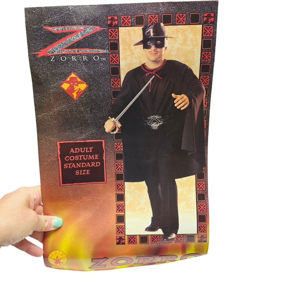 Rubie's Zorro Costume Adult Standard Black Cape Shirt Mask Hat Belt Vintage